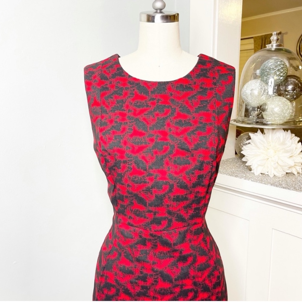 Calvin Klein Black & Red Woven Sheath Dress 8 Medium - Picture 3 of 10